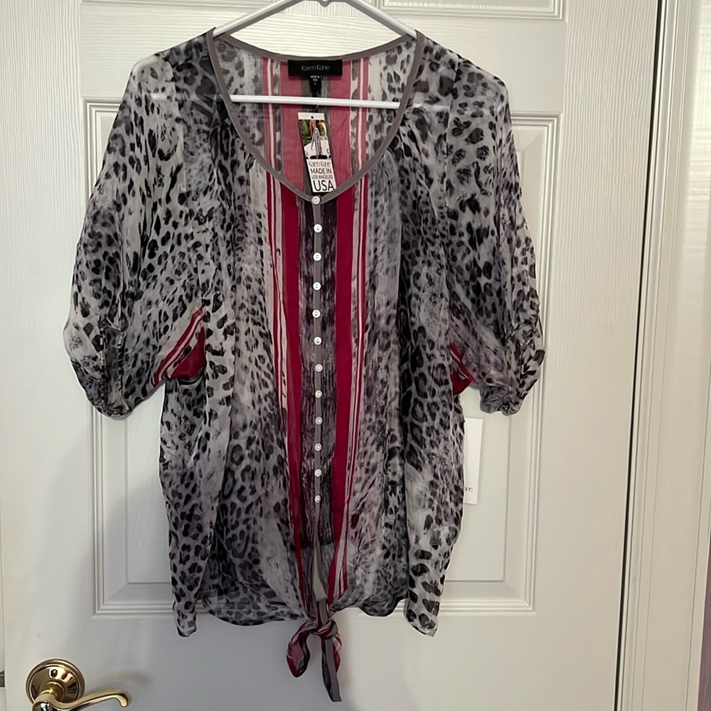 Karen Kane Silk cosmopolitan knotted blouse. Sz S and L